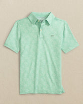Boys Beach Palms Printed Performance Polo - Green Southern Tide Discounted
