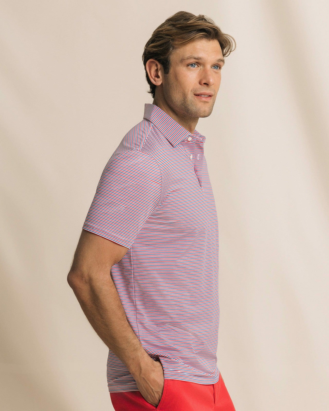 Pelican Landing Stripe Performance Polo Southern Tide Bargain