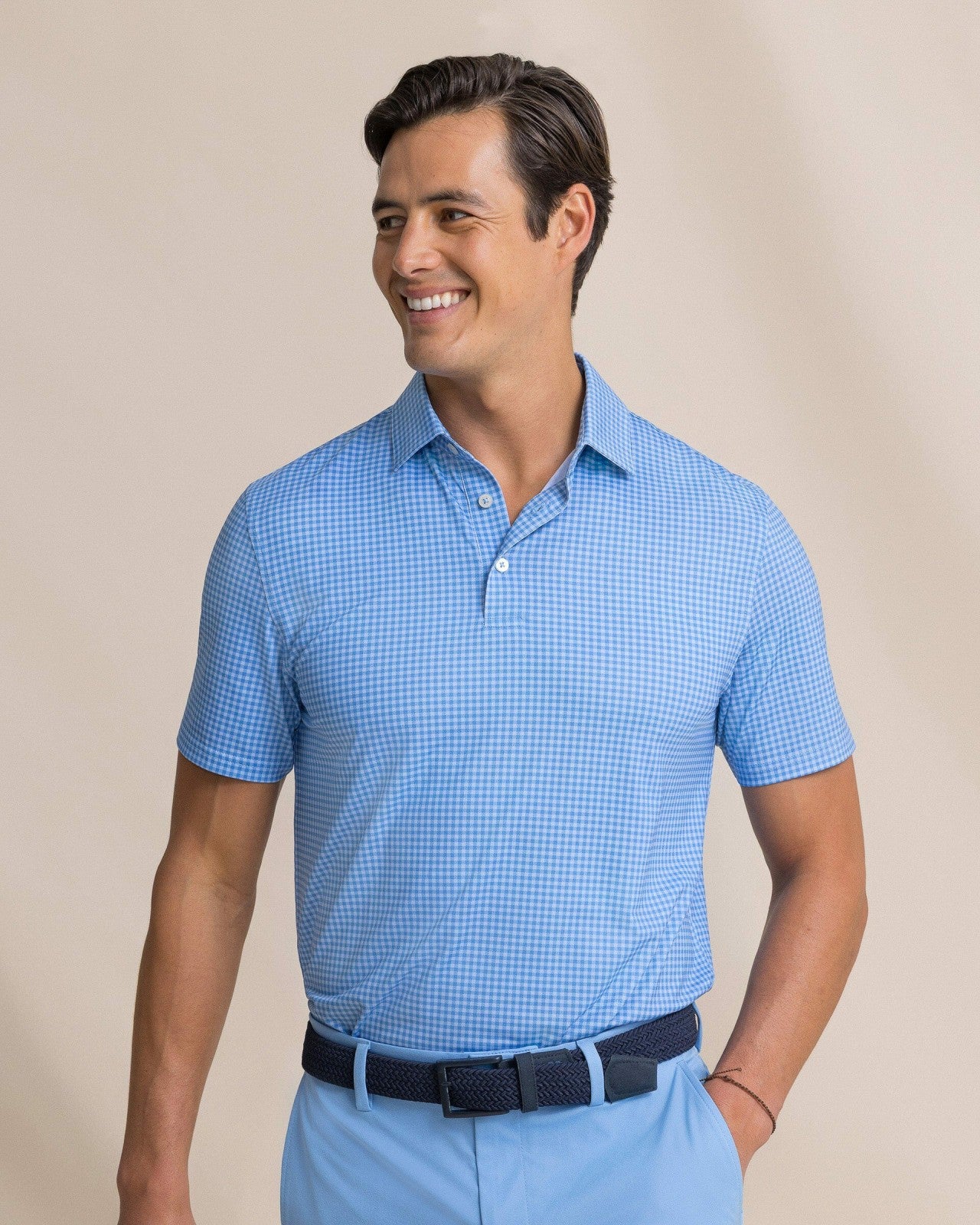 Driver Island View Gingham Printed Polo Southern Tide Discount