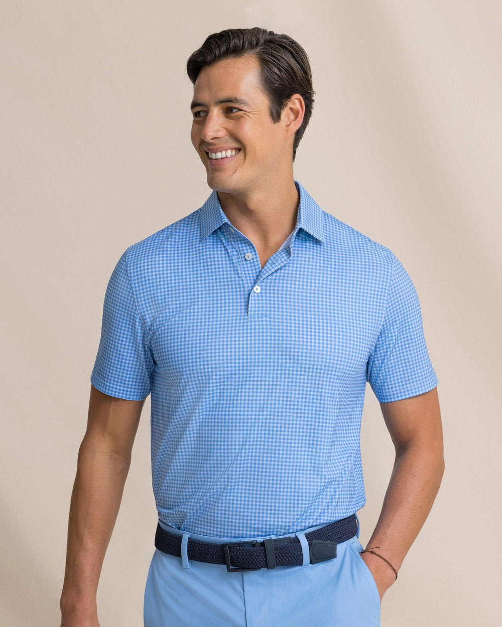 Driver Island View Gingham Printed Polo Southern Tide Discount