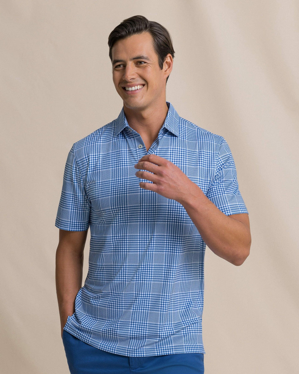 Driver Coral Key Plaid Printed Polo Southern Tide Special Offer