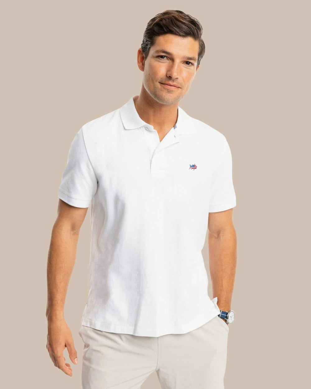 USA Flag Skipjack Polo Southern Tide Discounted