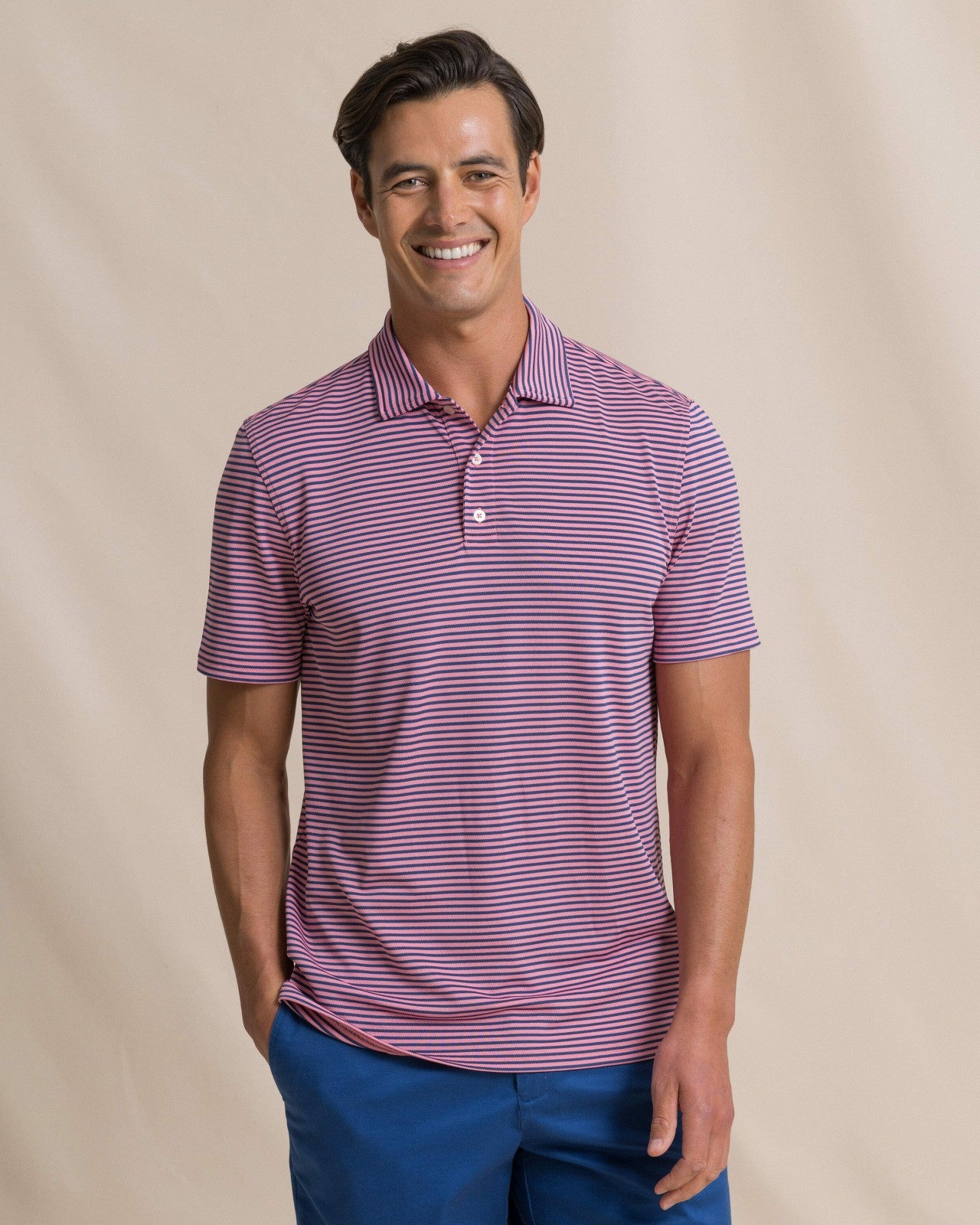 Oceanfront Stripe Pique Performance Polo Southern Tide Exclusive Deal