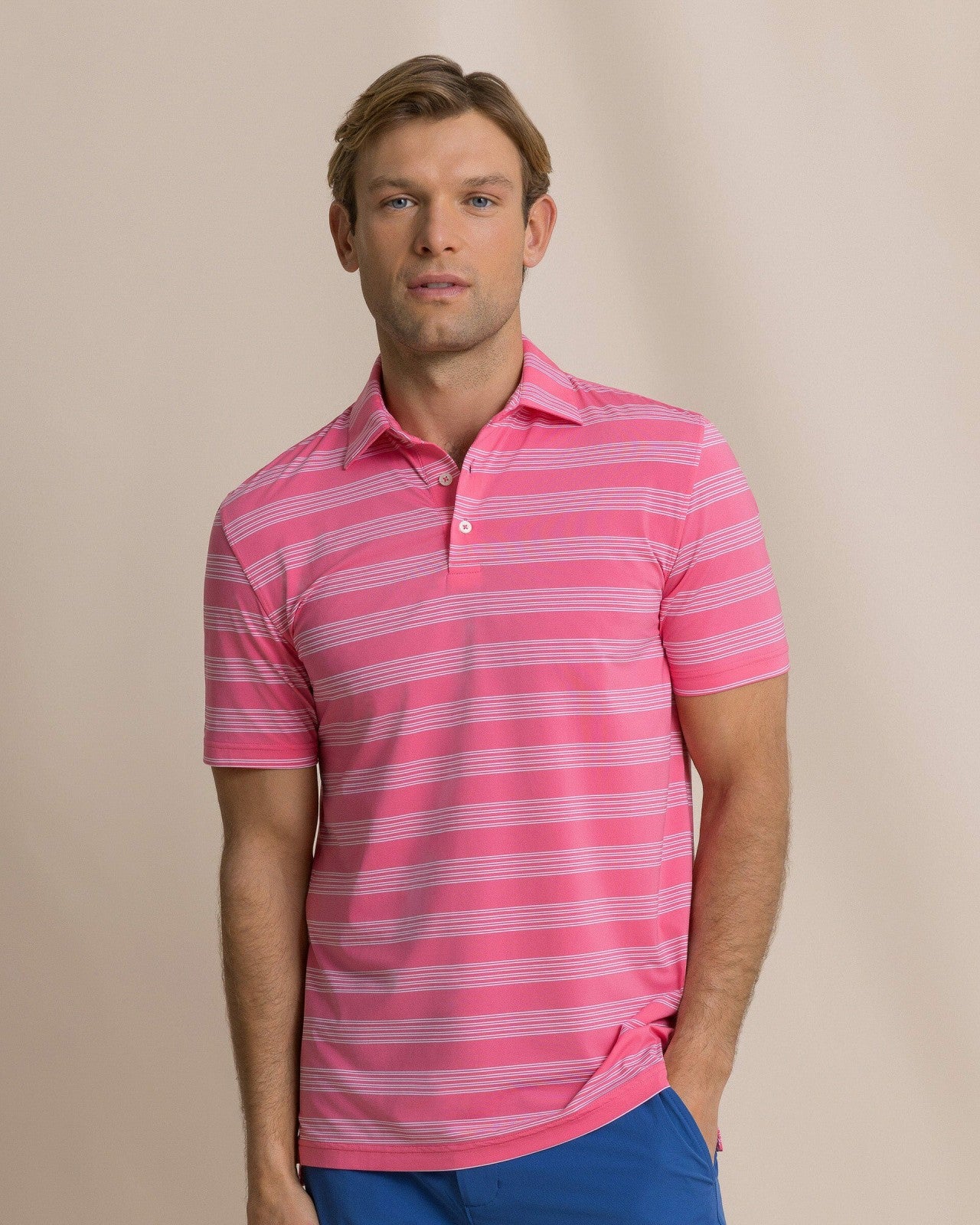 Dune Crest Stripe Performance Polo Southern Tide On Sale