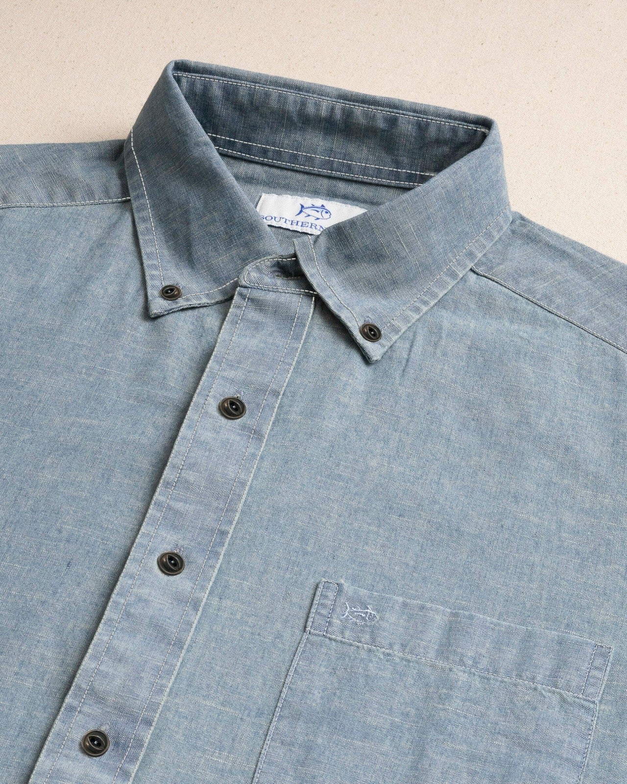 Sandy Beach Chambray Sport Shirt Southern Tide On Sale