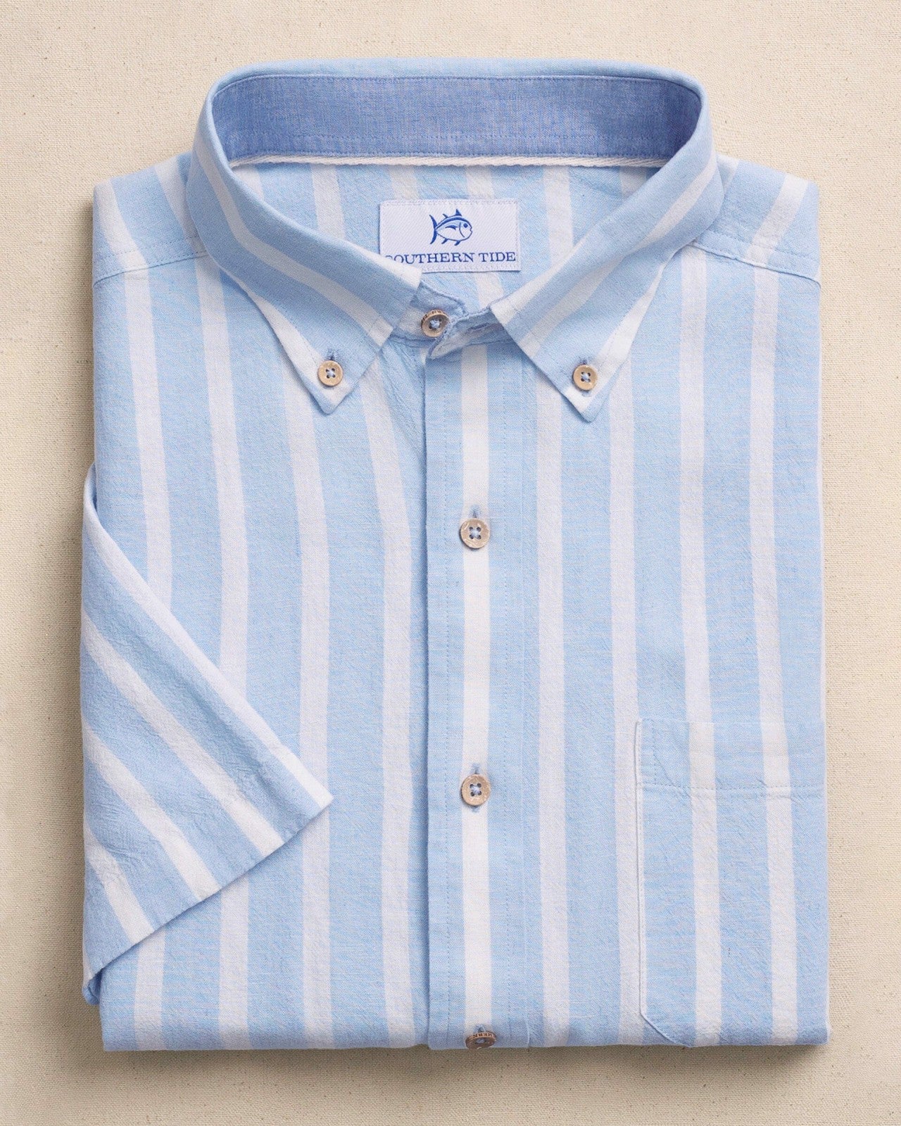 Seamark Stripe Short Sleeve Sport Shirt Southern Tide On Sale
