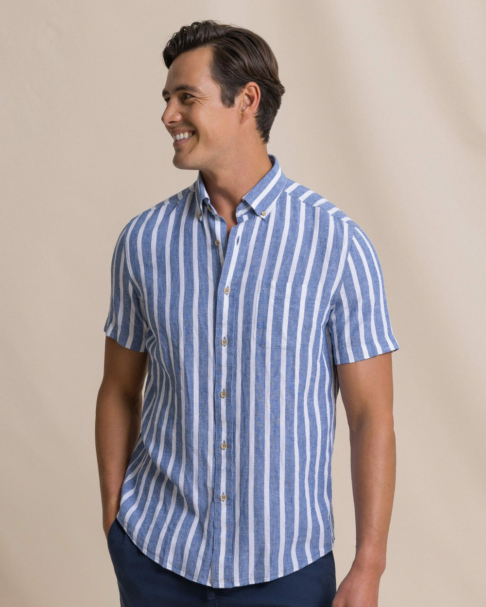Seamark Stripe Short Sleeve Sport Shirt Southern Tide On Sale
