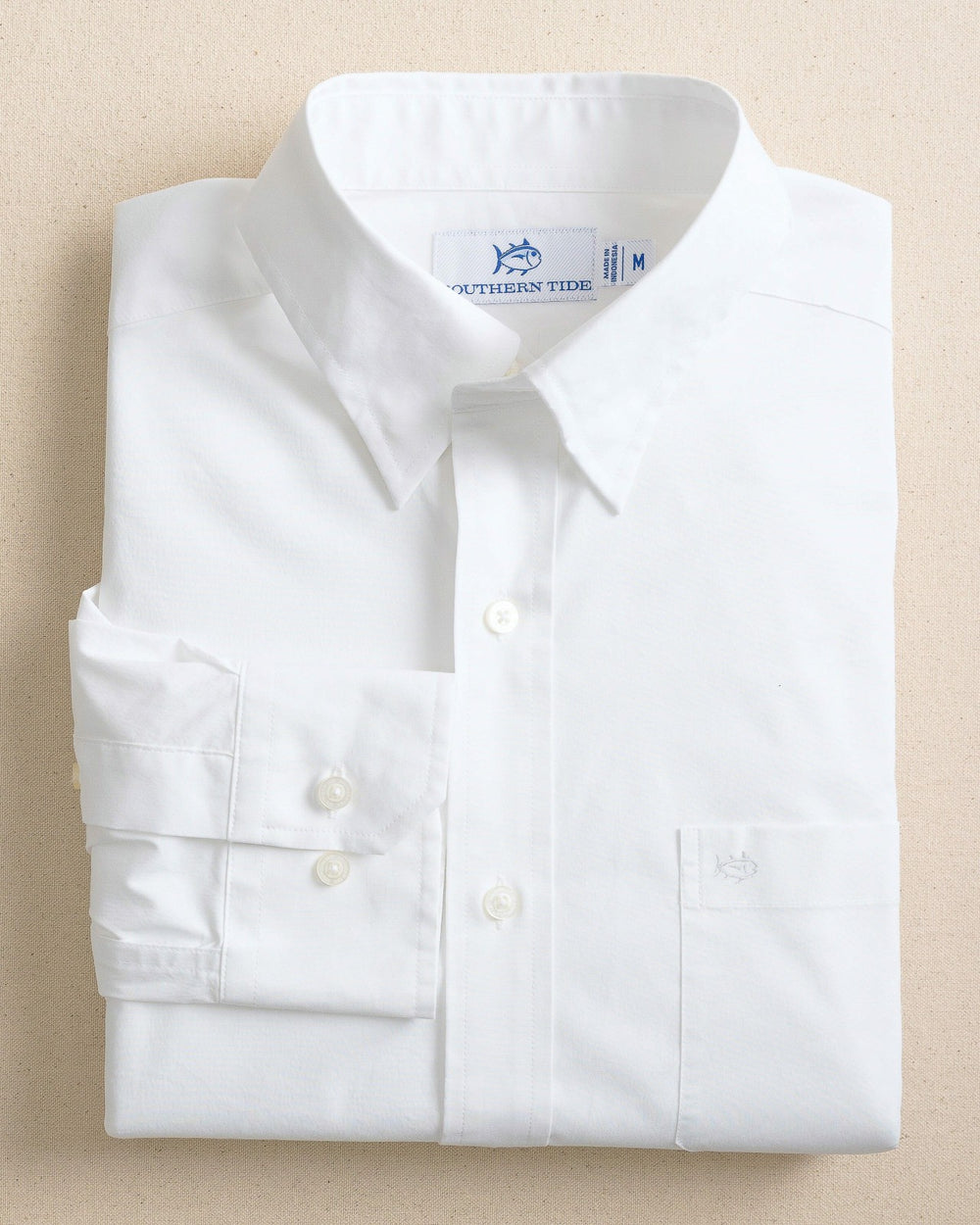 Charleston Overbrook Solid White Sport Shirt Southern Tide Discounted