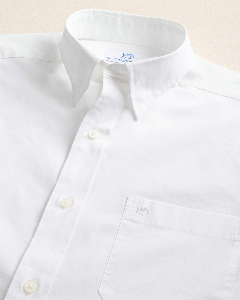 Charleston Overbrook Solid White Sport Shirt Southern Tide Discounted