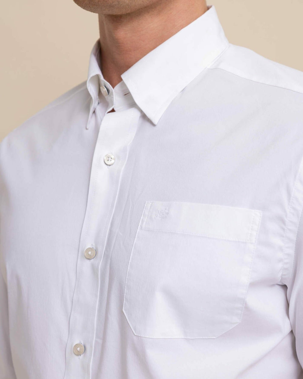 Charleston Overbrook Solid White Sport Shirt Southern Tide Discounted