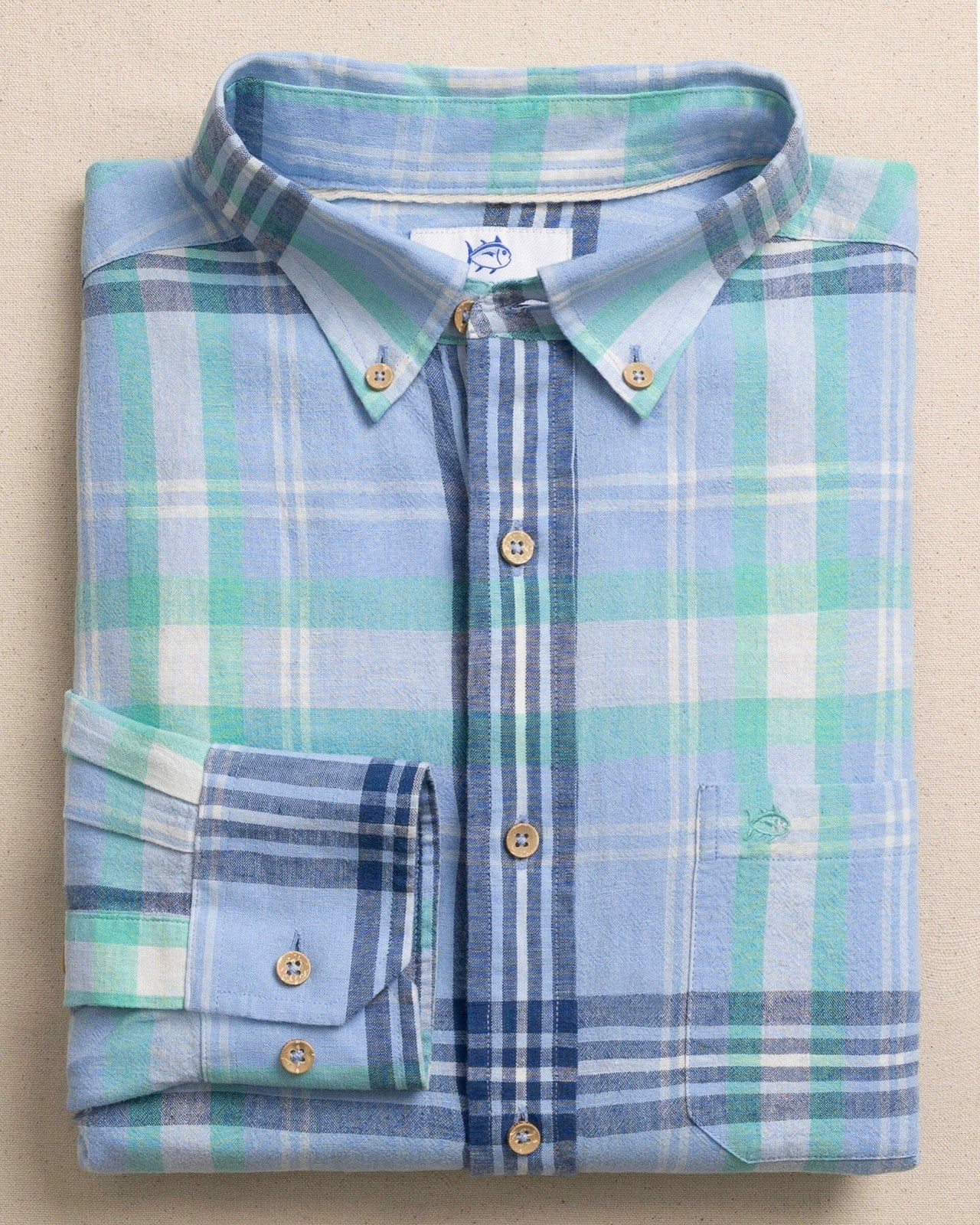 Cedar Island Plaid Linen Rayon Sport Shirt Southern Tide Special Offer
