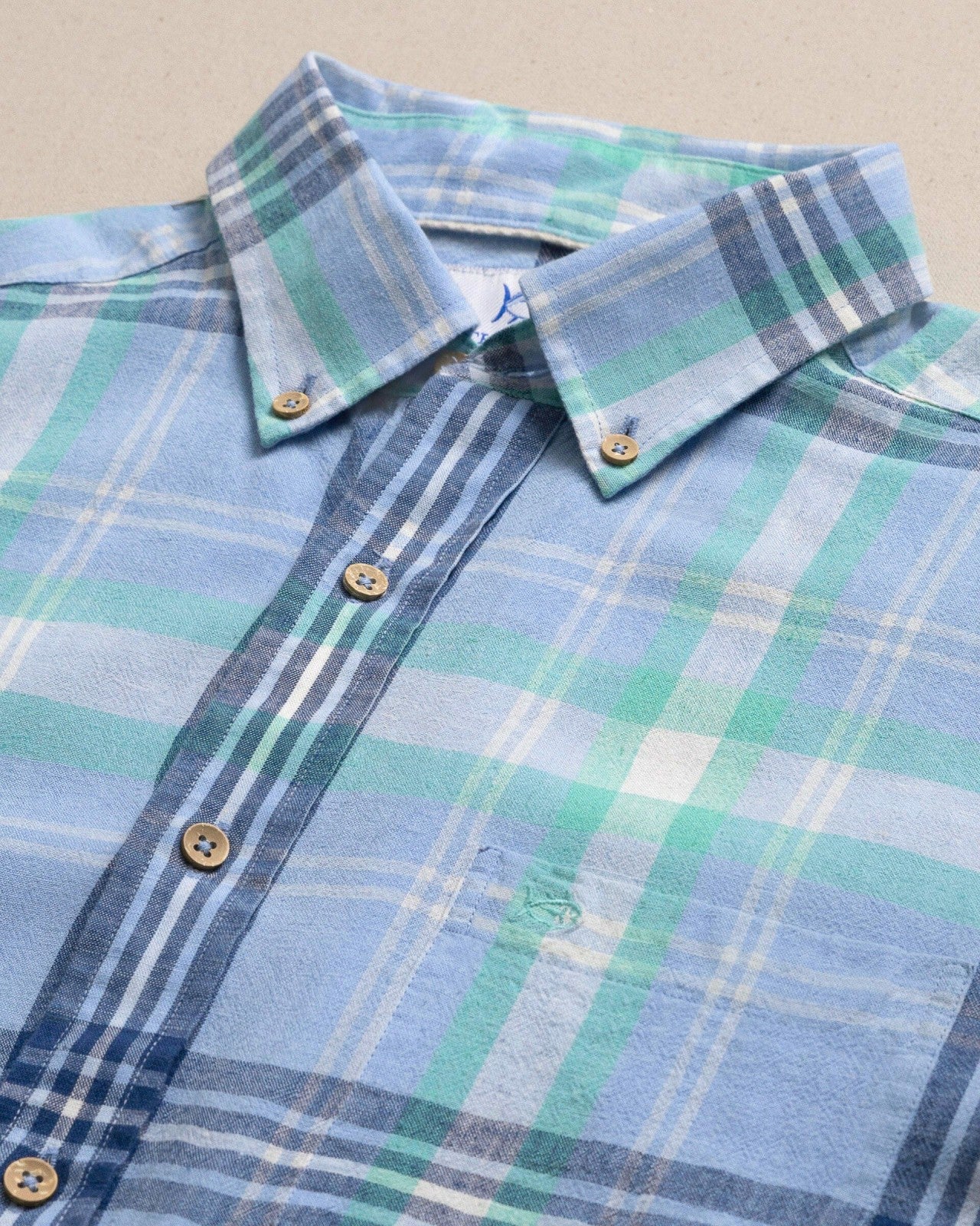 Cedar Island Plaid Linen Rayon Sport Shirt Southern Tide Special Offer