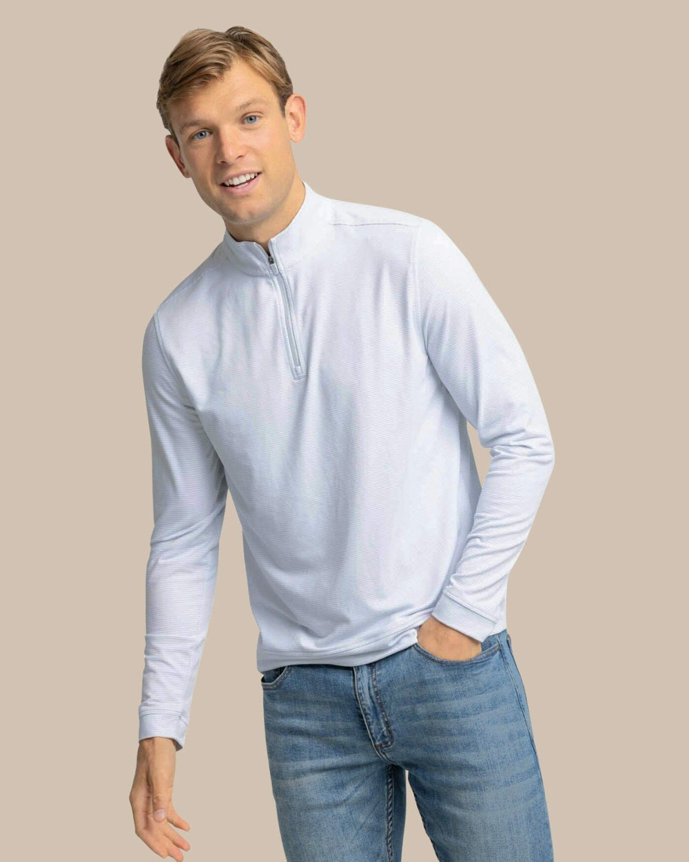 Cruiser Micro-Stripe Heather Quarter Zip Southern Tide Sale