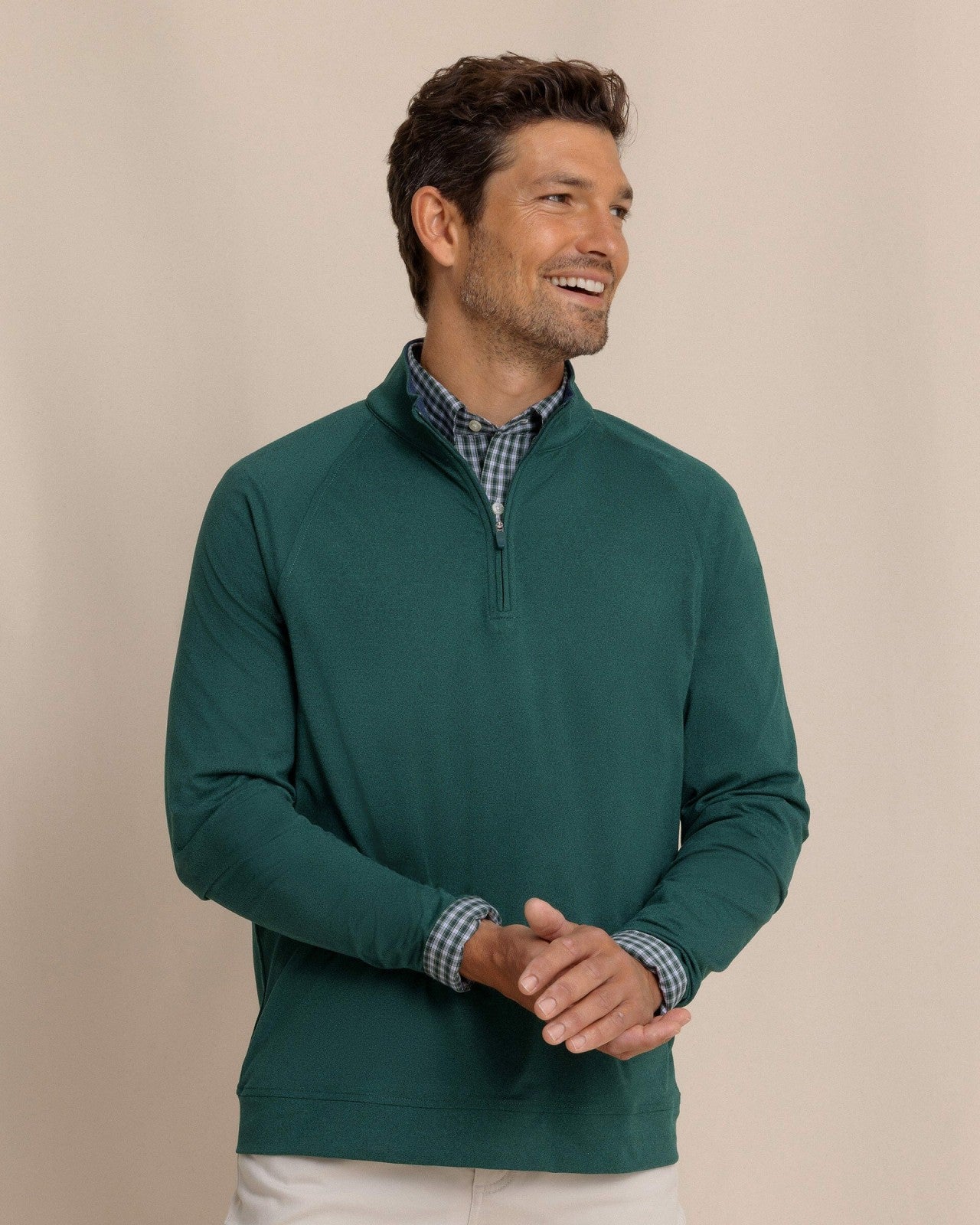 Cruiser Heather Quarter Zip Pullover - Green Southern Tide Outlets