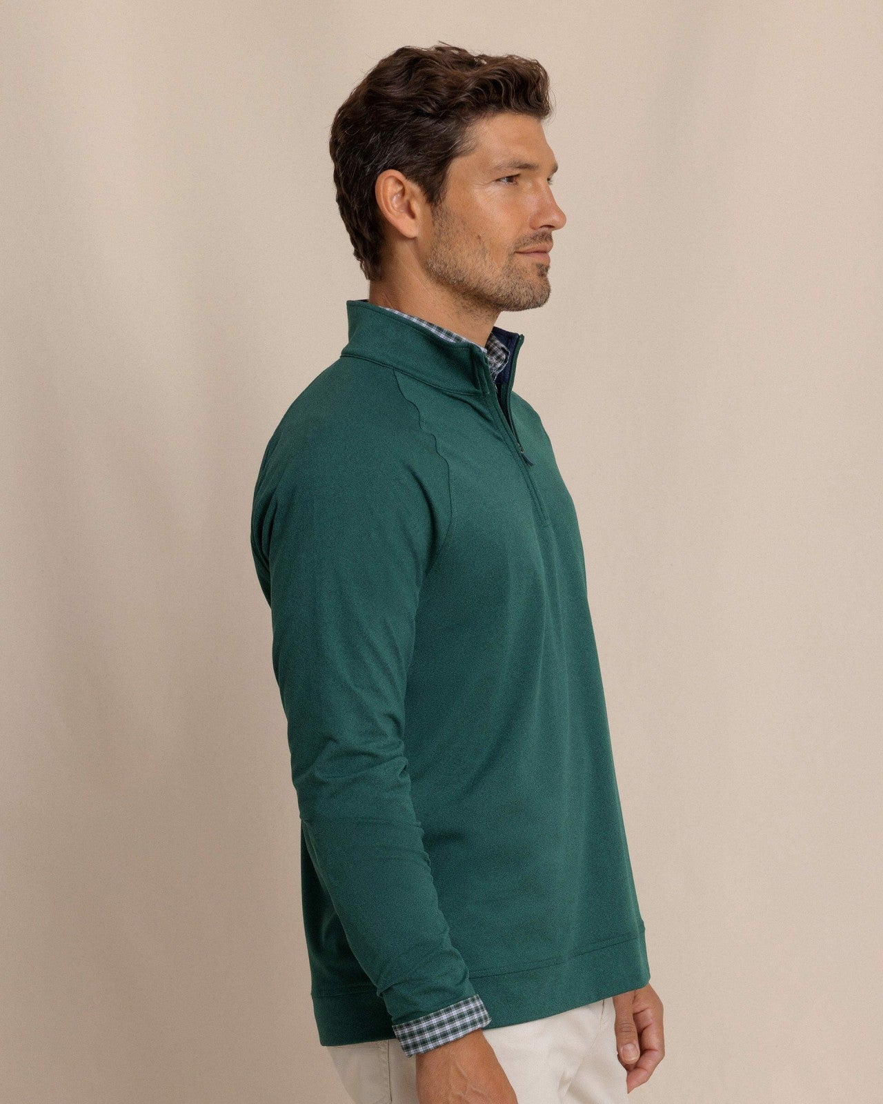 Cruiser Heather Quarter Zip Pullover - Green Southern Tide Outlets