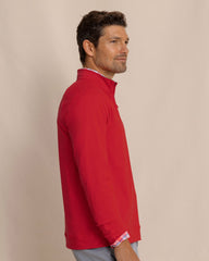 Cruiser Heather Quarter Zip Pullover - Crab Red Southern Tide Bargain