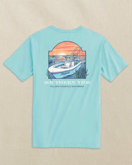 Sunset Skipjack Boat Short Sleeve T-Shirt Southern Tide On Sale