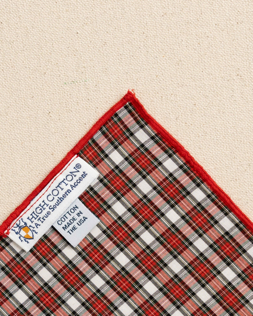 Peppermint Plaid Cotton Pocket Square Southern Tide Value Deal