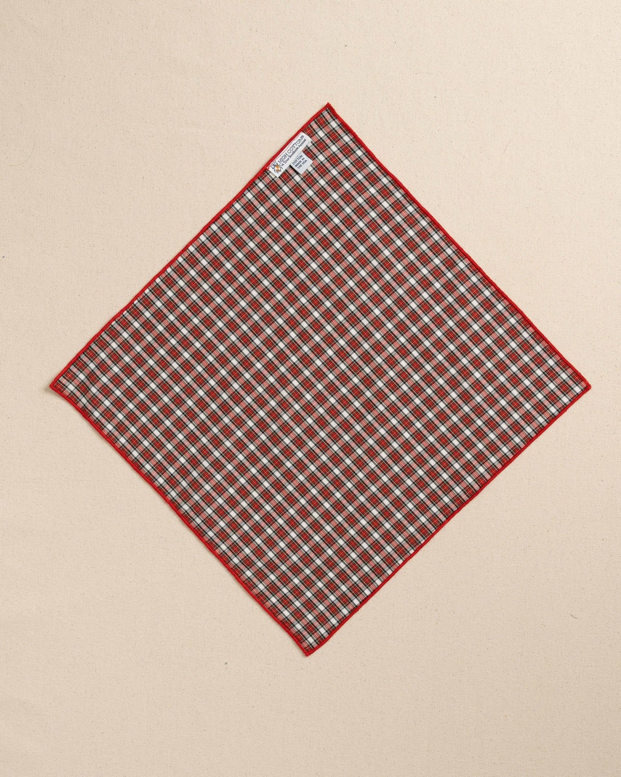 Peppermint Plaid Cotton Pocket Square Southern Tide Value Deal
