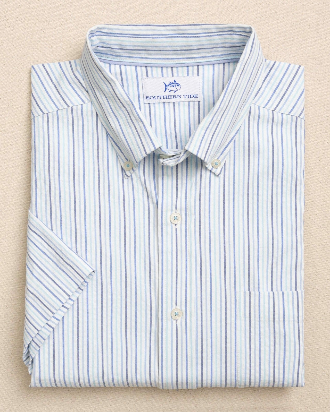 Marina Seersucker Short Sleeve Sport Shirt Southern Tide Exclusive Deal