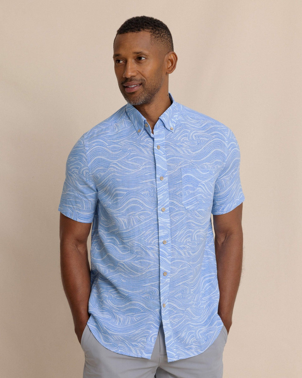 Rolling Waves Short Sleeve Sport Shirt Southern Tide Sale