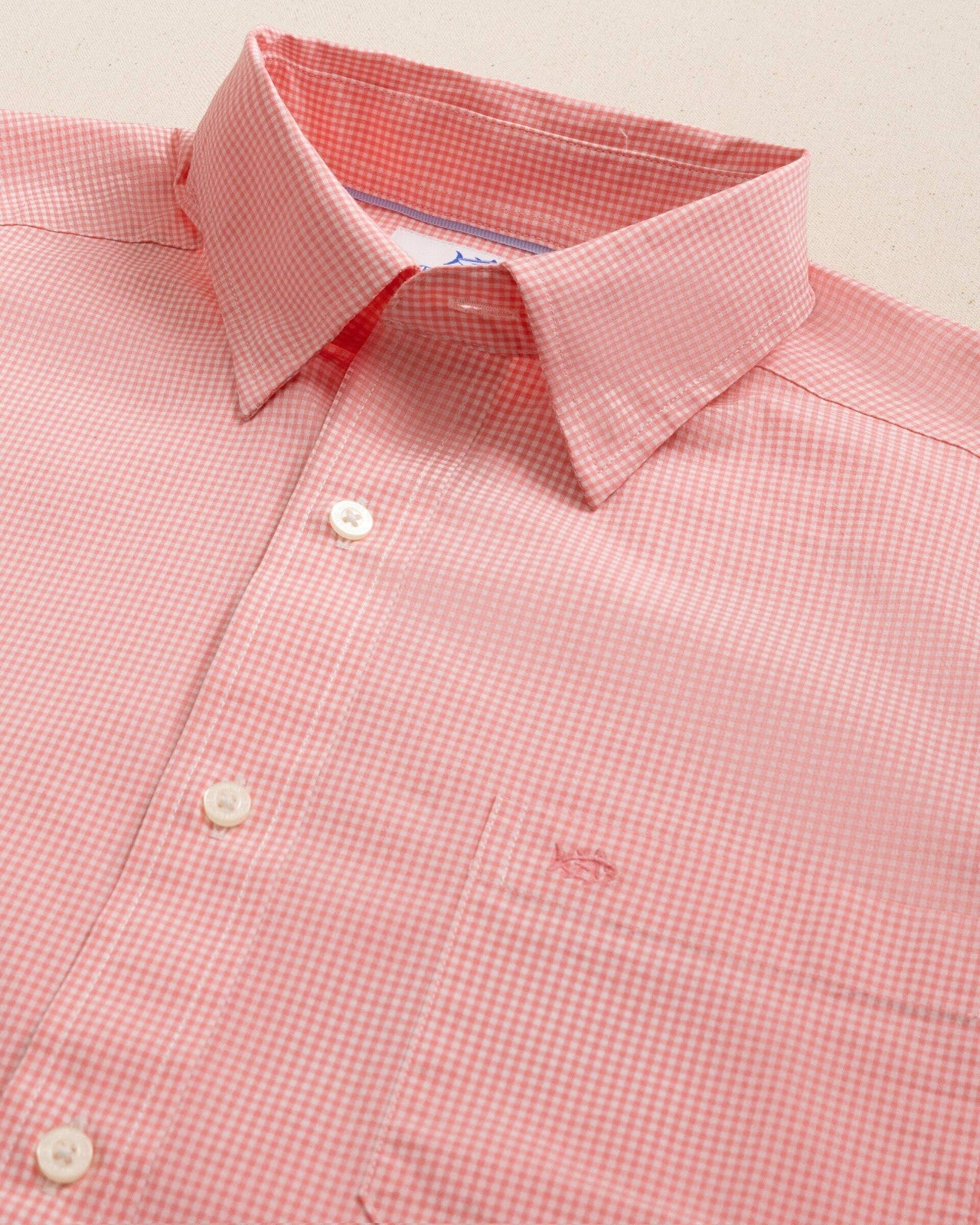 Charleston Parkwood Micro-Gingham Shirt - Coral Southern Tide Outlets