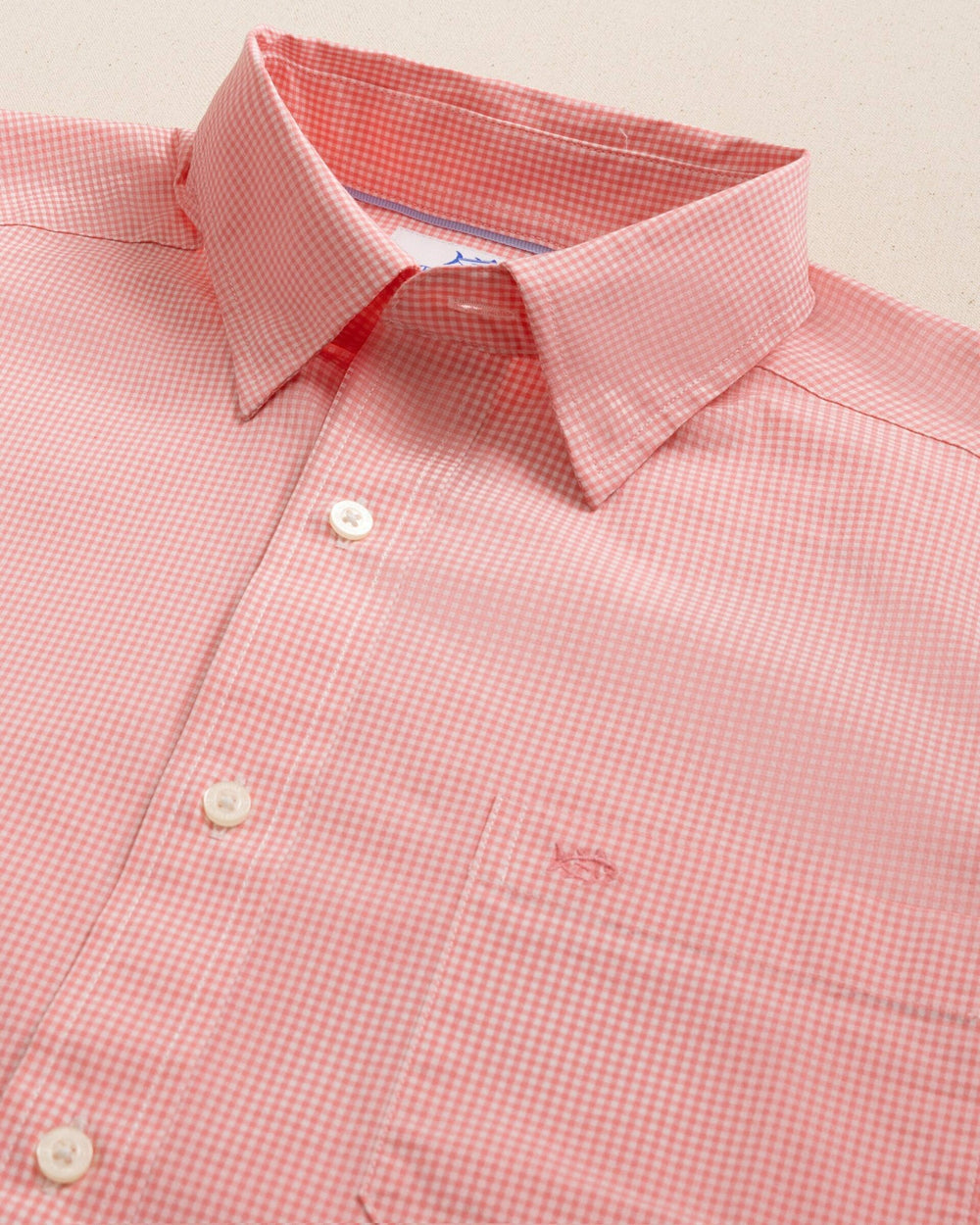 Charleston Parkwood Micro-Gingham Shirt - Coral Southern Tide Outlets