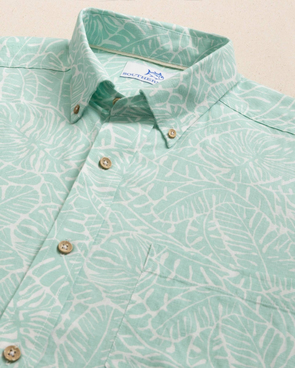 Beach Palms Linen Rayon Short Sleeve Sport Shirt Southern Tide On Sale