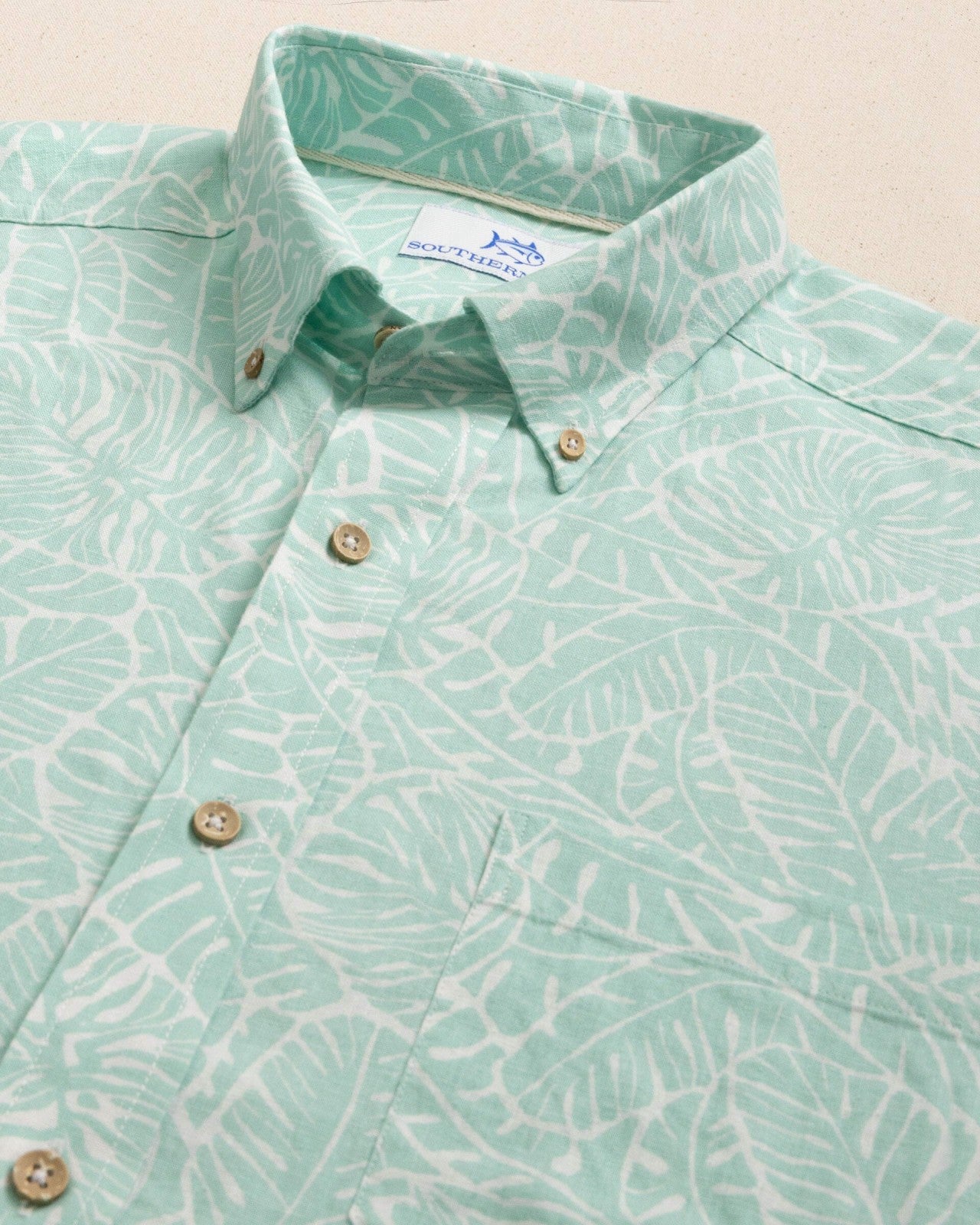 Beach Palms Linen Rayon Short Sleeve Sport Shirt Southern Tide On Sale