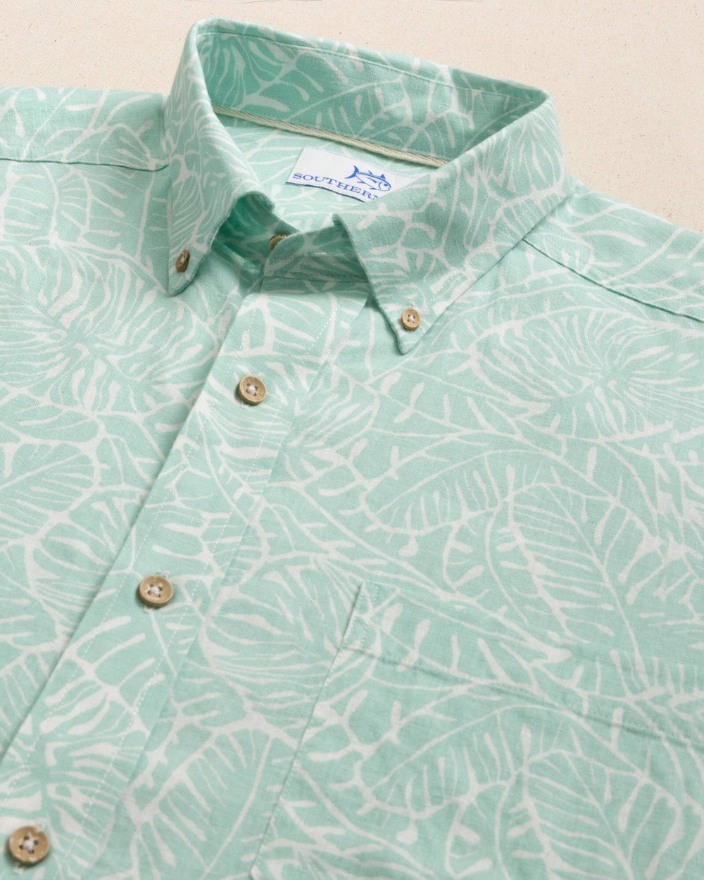 Beach Palms Linen Rayon Short Sleeve Sport Shirt Southern Tide On Sale