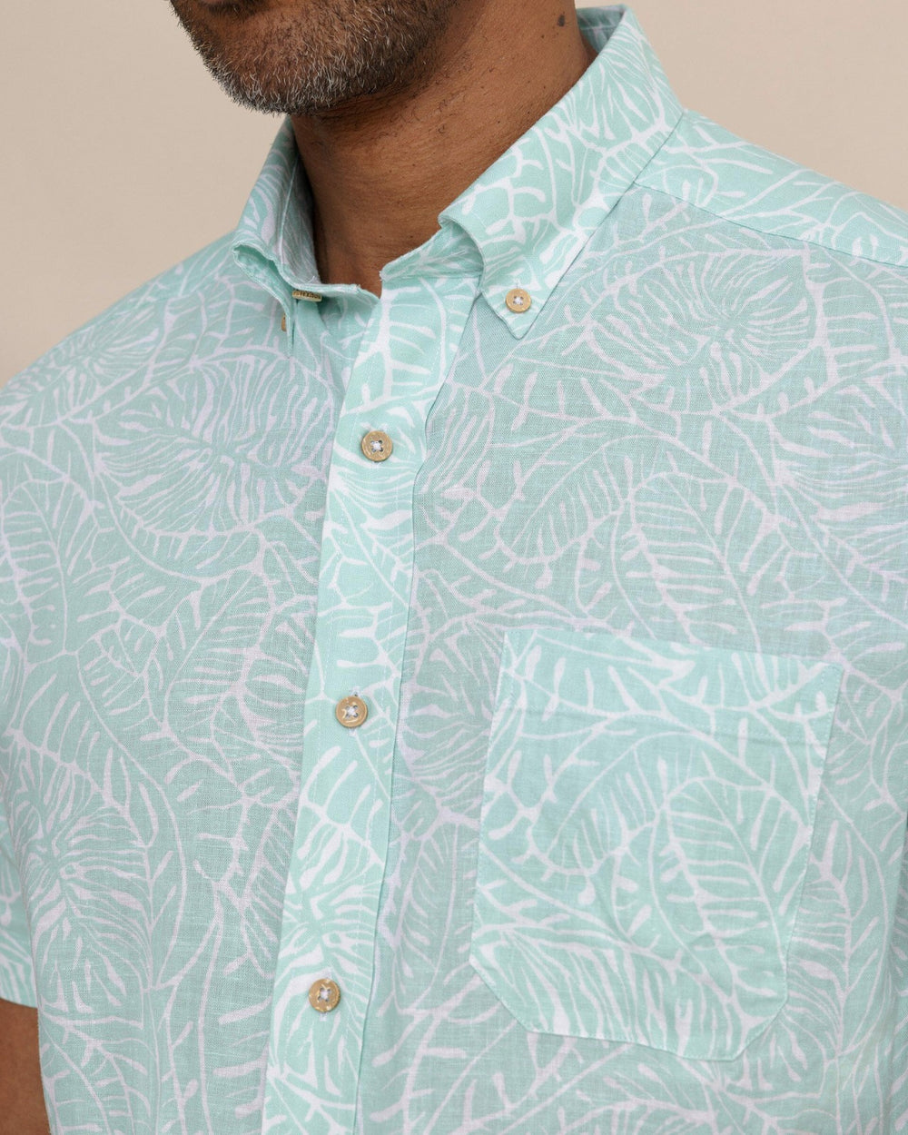 Beach Palms Linen Rayon Short Sleeve Sport Shirt Southern Tide On Sale