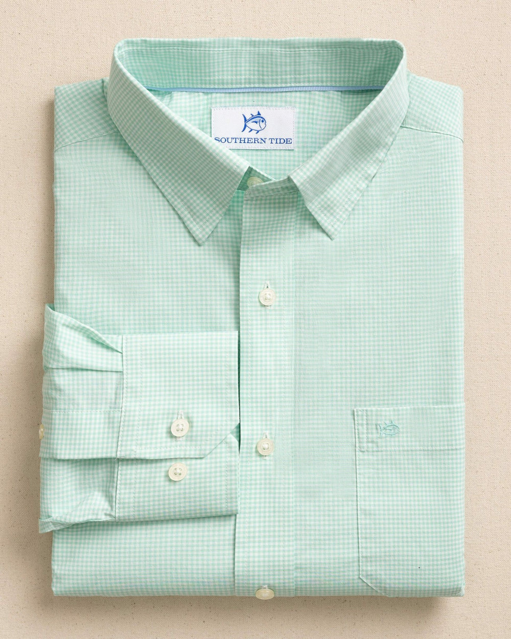 Charleston Parkwood Micro-Gingham Shirt - Green Southern Tide Limited Offer