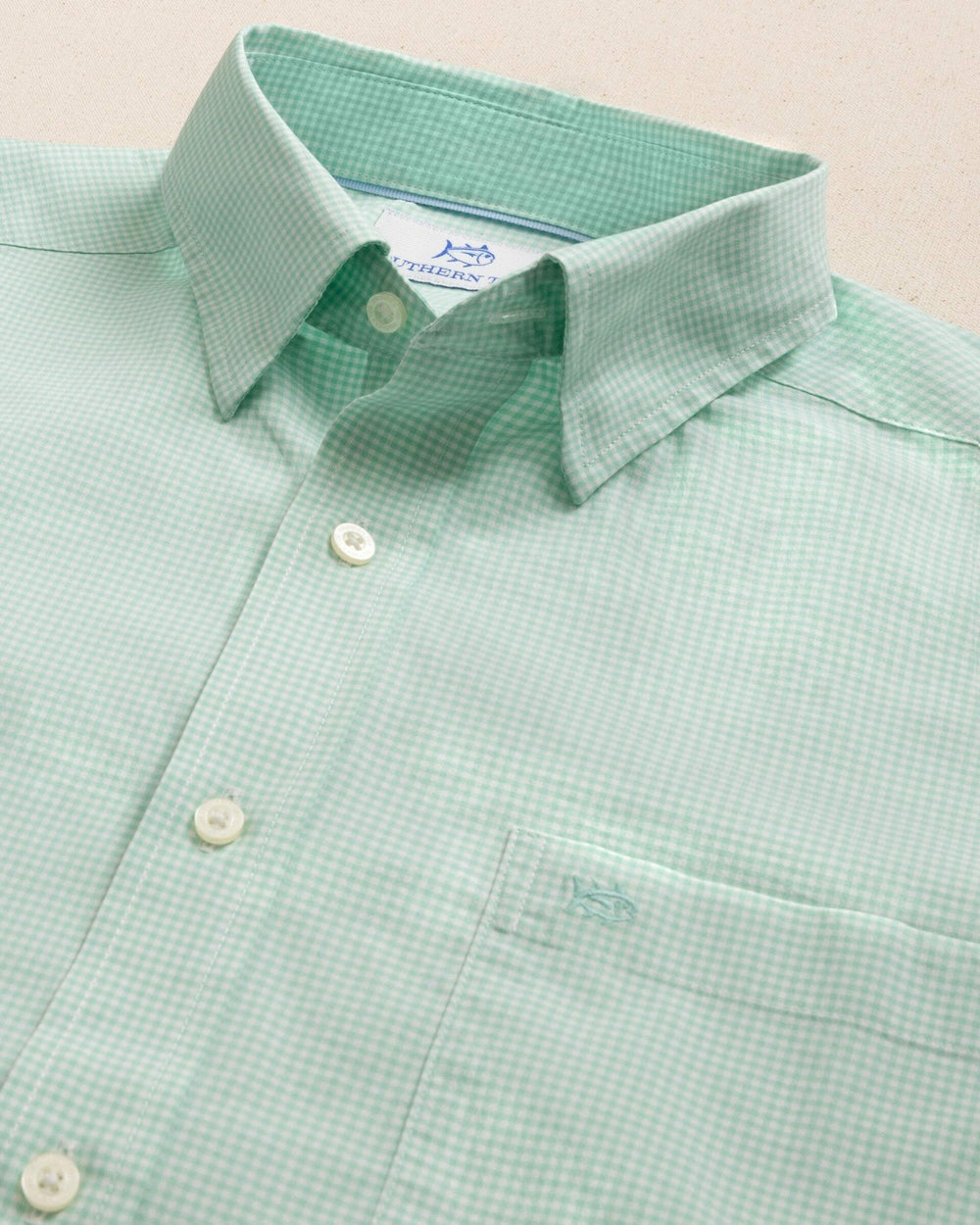 Charleston Parkwood Micro-Gingham Shirt - Green Southern Tide Limited Offer