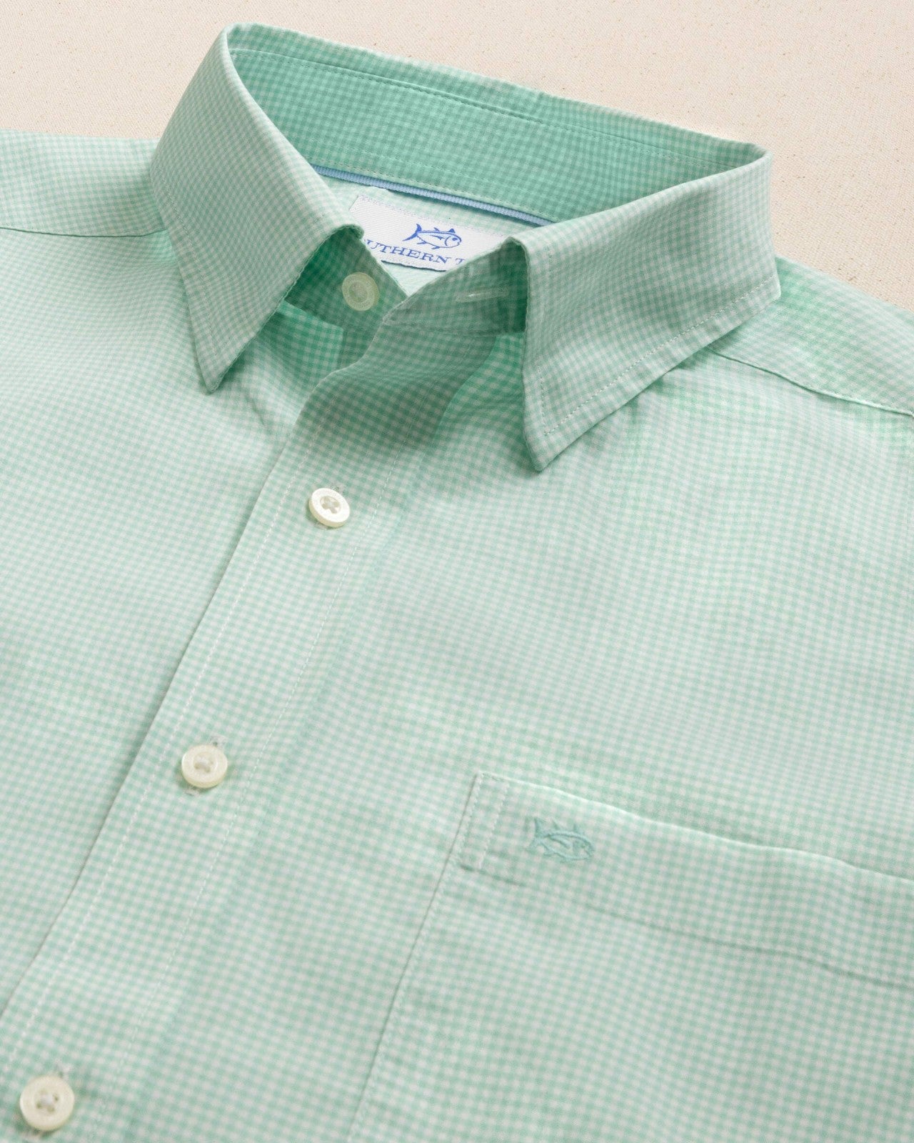 Charleston Parkwood Micro-Gingham Shirt - Green Southern Tide Limited Offer