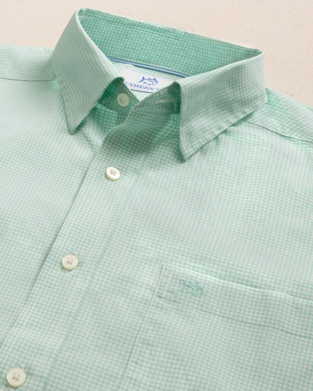Charleston Parkwood Micro-Gingham Shirt - Green Southern Tide Limited Offer