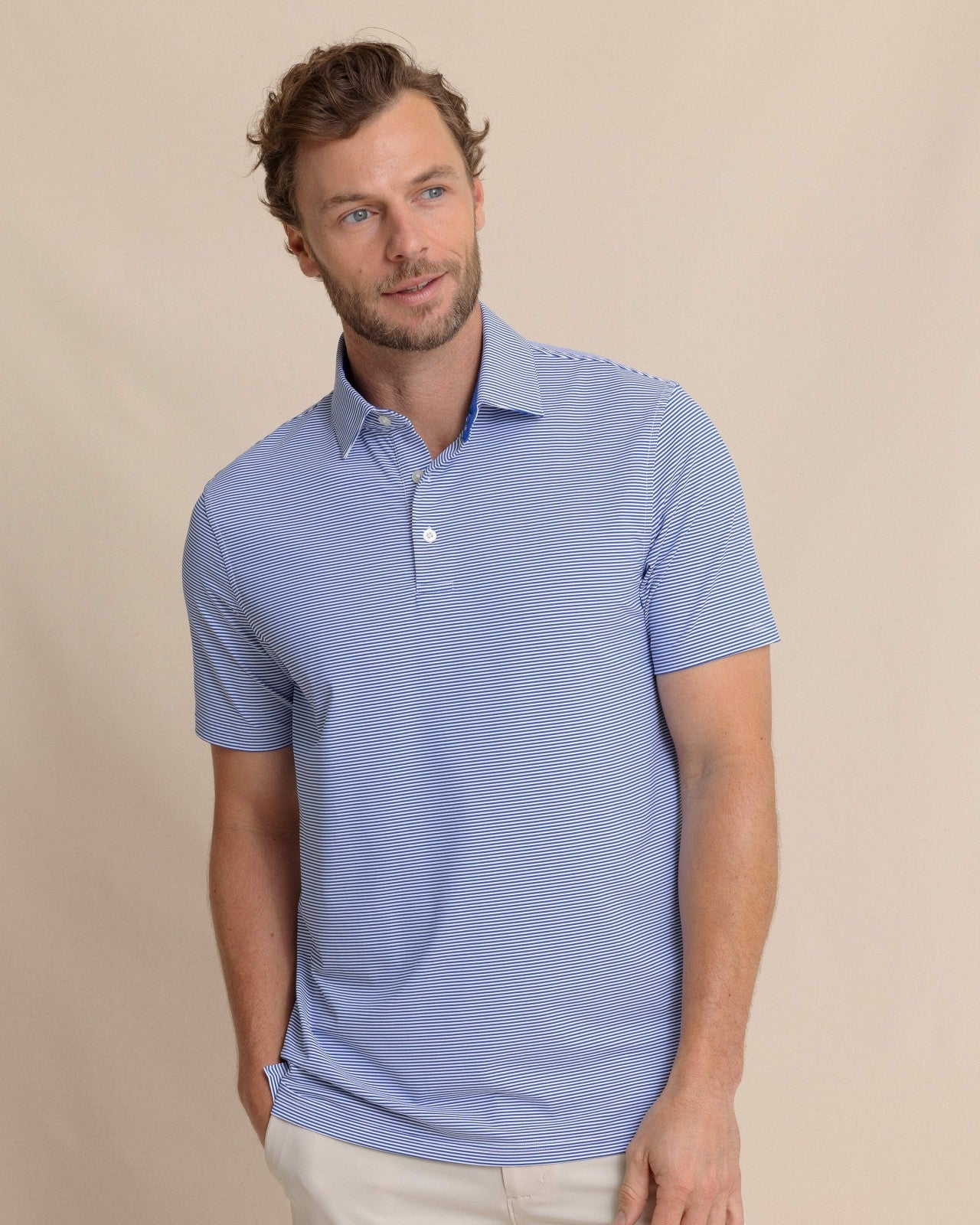 brrr°®-eeze Meadowbrook Stripe Polo - Surf Blue Southern Tide Value Deal