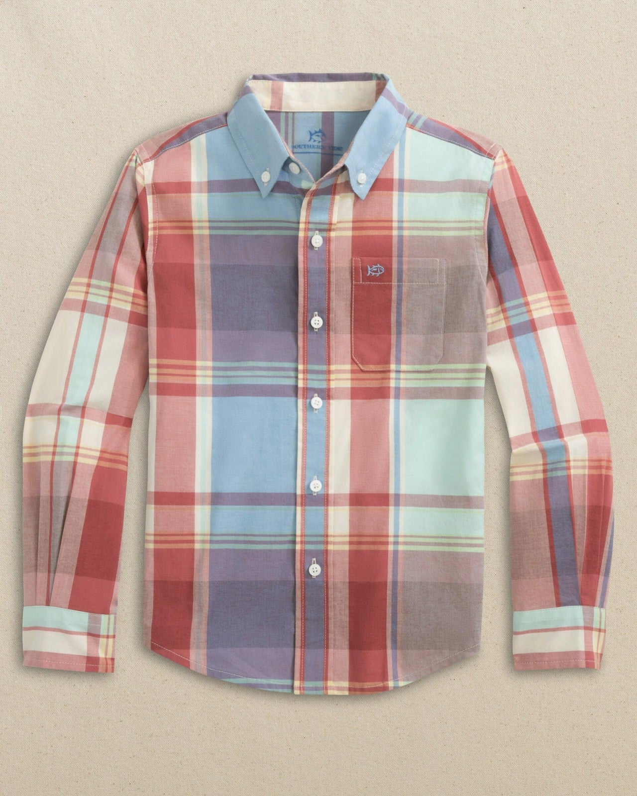 Boys Surfside Madras Sport Shirt Southern Tide Value Deal