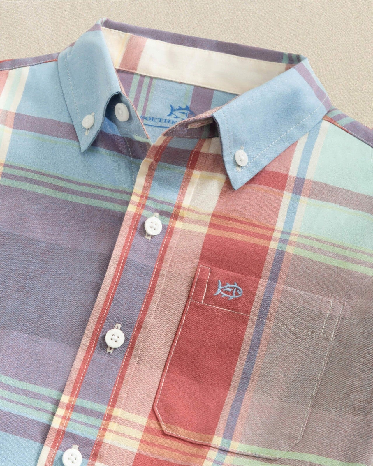 Boys Surfside Madras Sport Shirt Southern Tide Value Deal