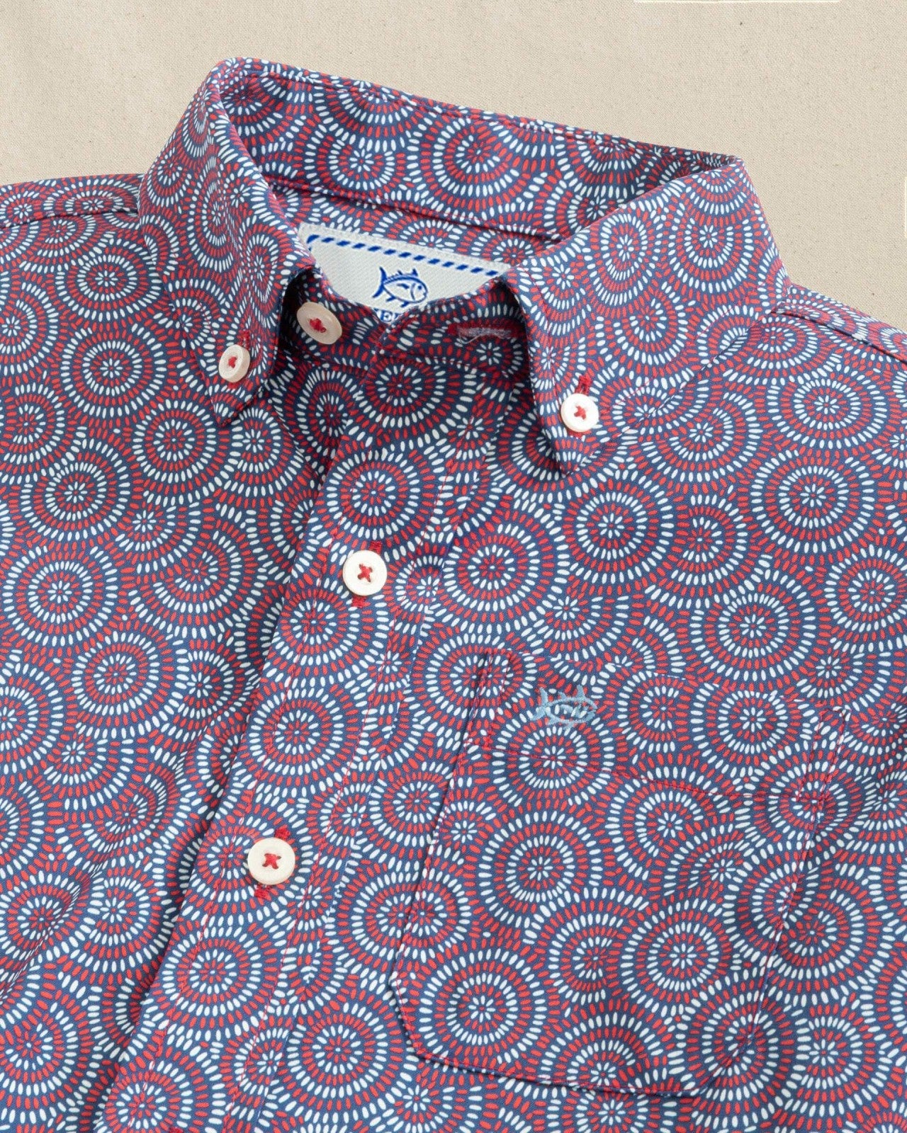 Boys Fireworks Short Sleeve Sport Shirt Southern Tide Special Offer