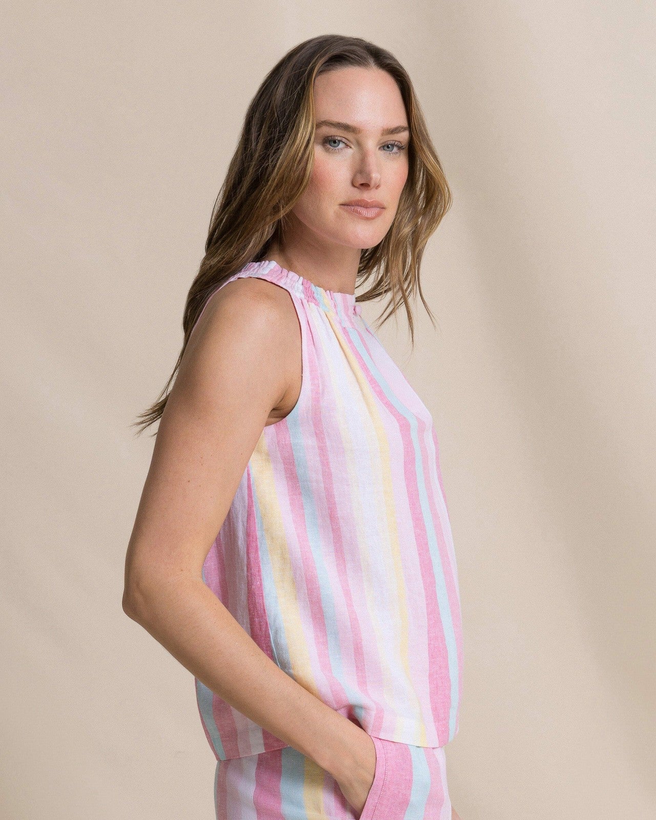 Karlea Smocked Neck Blouse Southern Tide On Sale