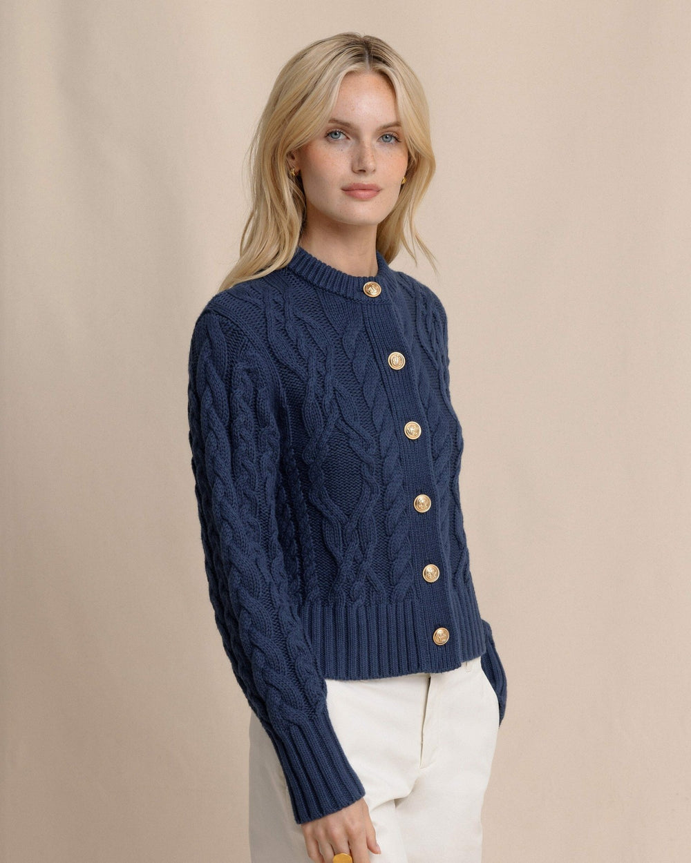 Clarke Cable Knit Cardigan - Dress Blue Southern Tide Discount