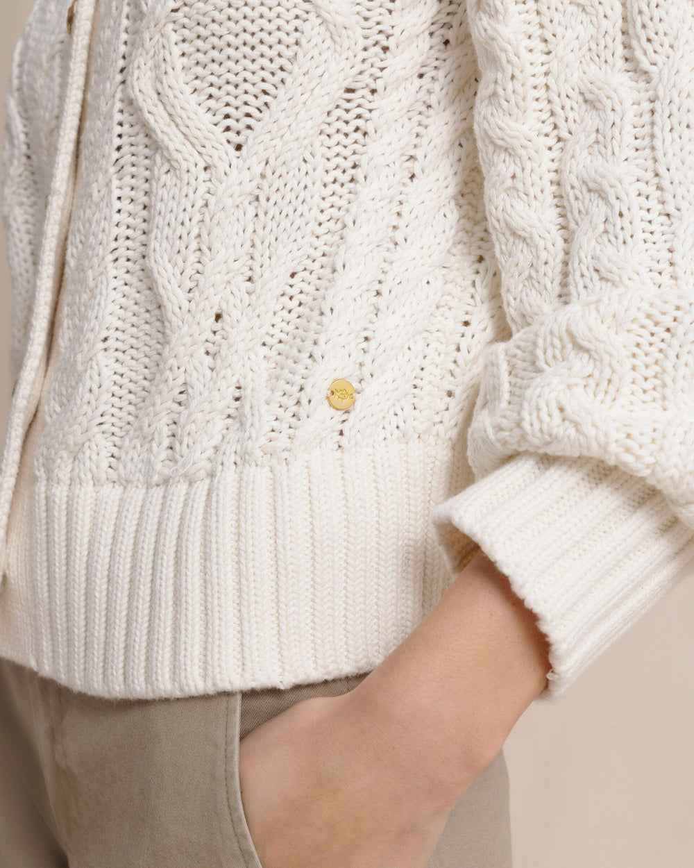 Clarke Cable Knit Cardigan - Sand White Southern Tide Special Offer