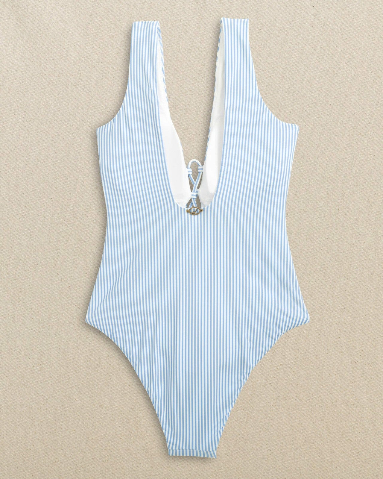Seersucker Lace-Up One-Piece Swimsuit Southern Tide Savings