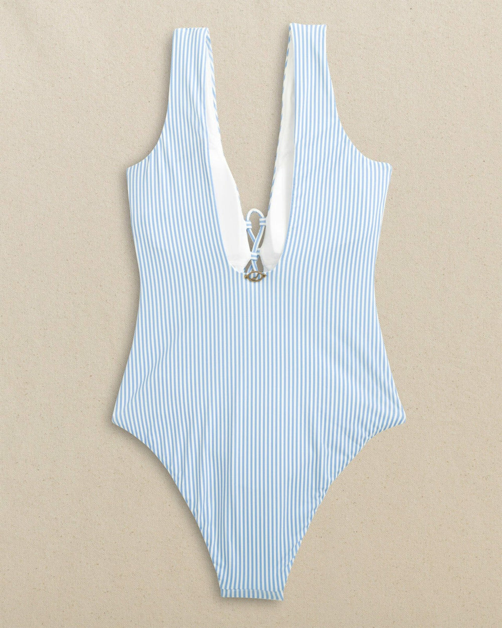 Seersucker Lace-Up One-Piece Swimsuit Southern Tide Savings