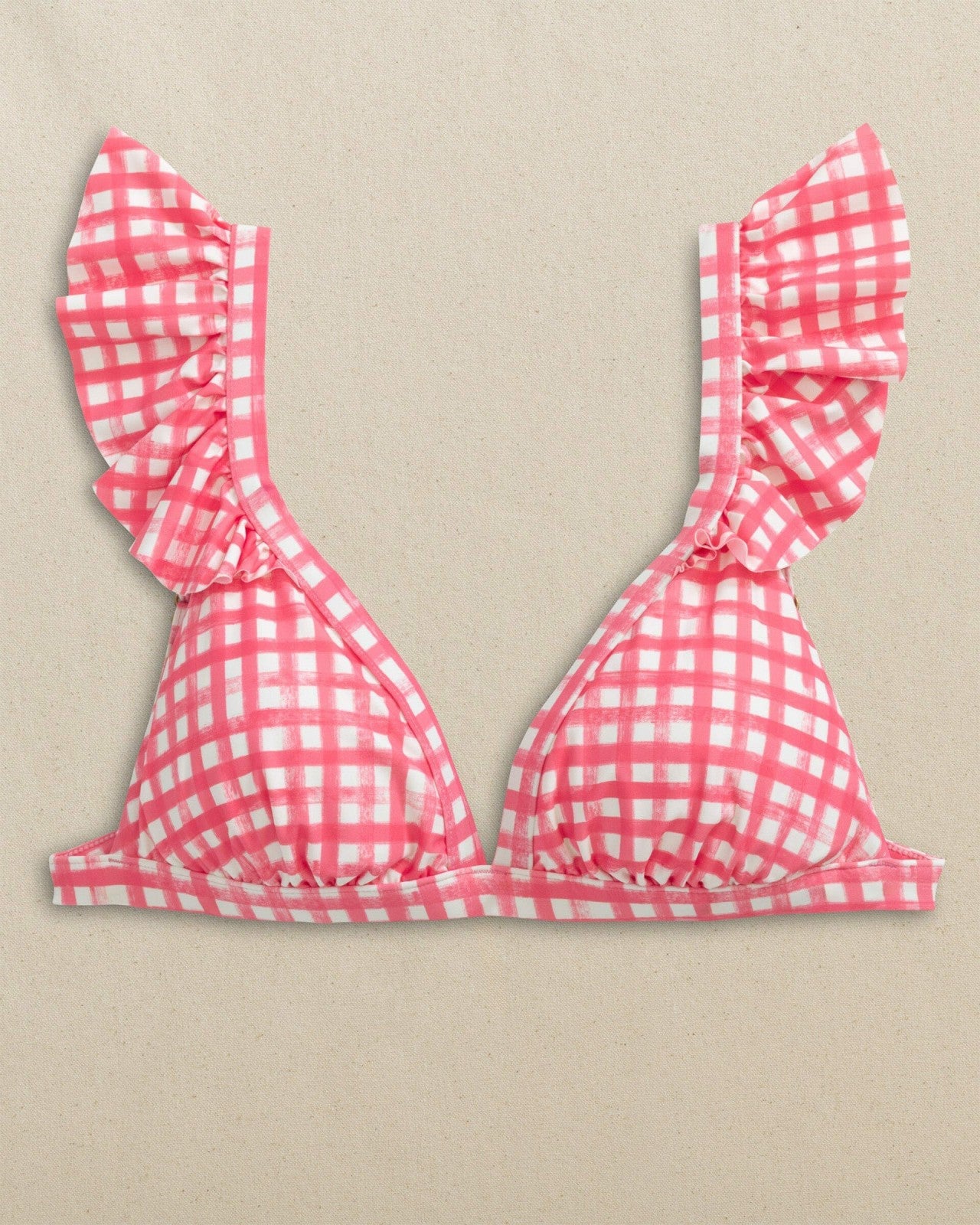 Gingham Banded Ruffle Bikini Top Southern Tide On Sale