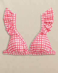 Gingham Banded Ruffle Bikini Top Southern Tide On Sale