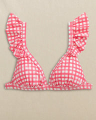 Gingham Banded Ruffle Bikini Top Southern Tide On Sale