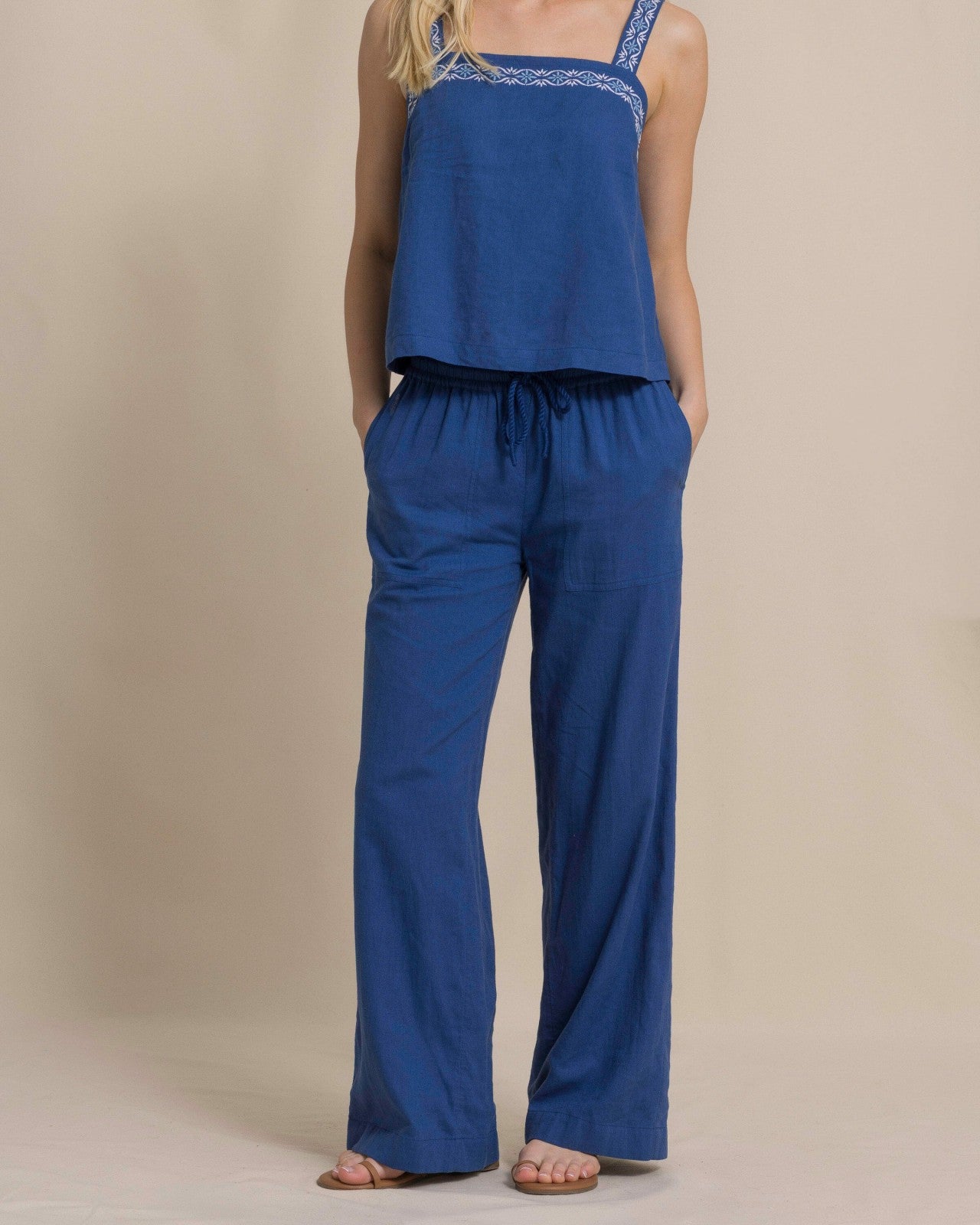 Laken Linen Wide Leg Pant - Nautical Blue Southern Tide Discount