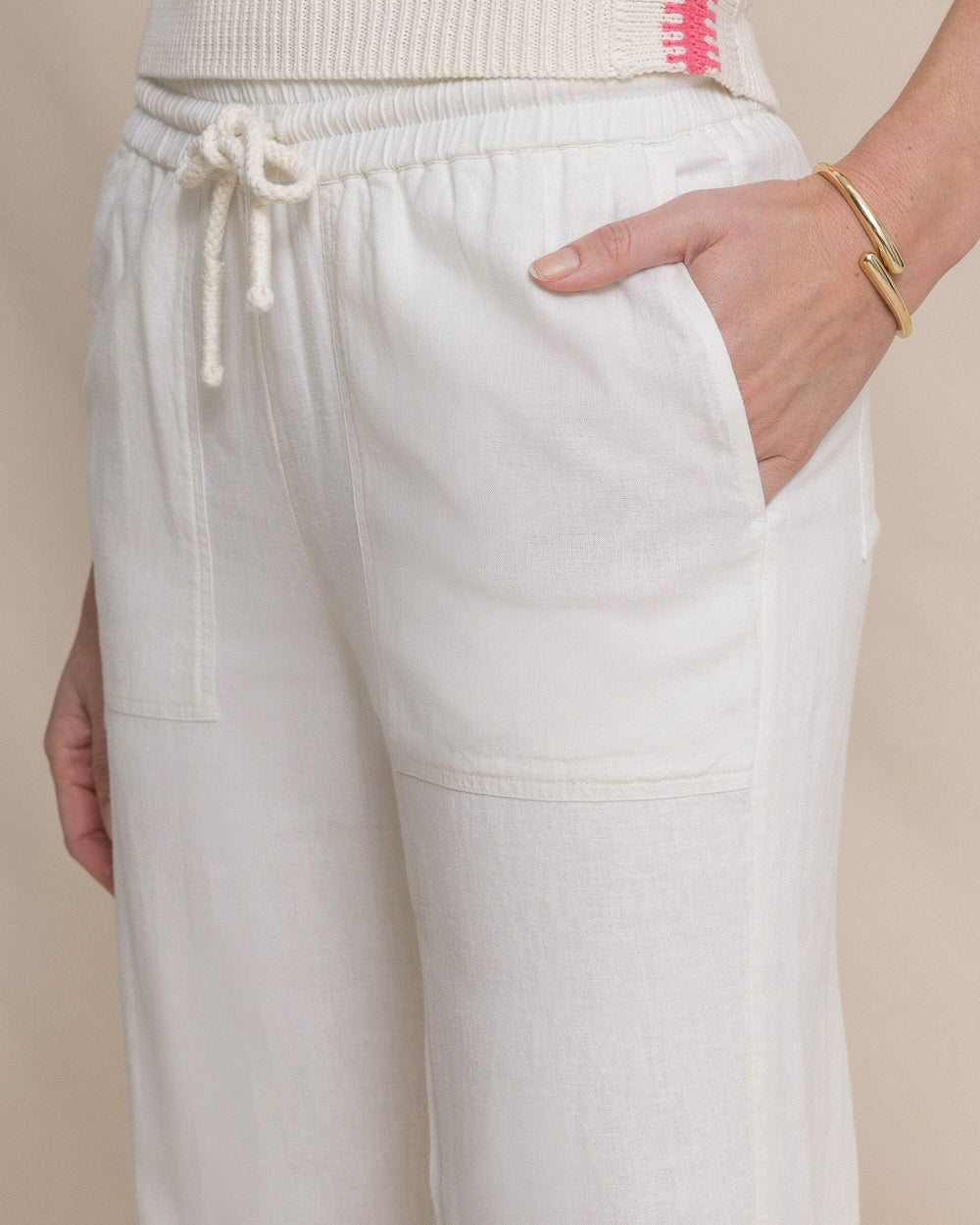Laken Linen Wide Leg Pant - Sand White Southern Tide Bargain