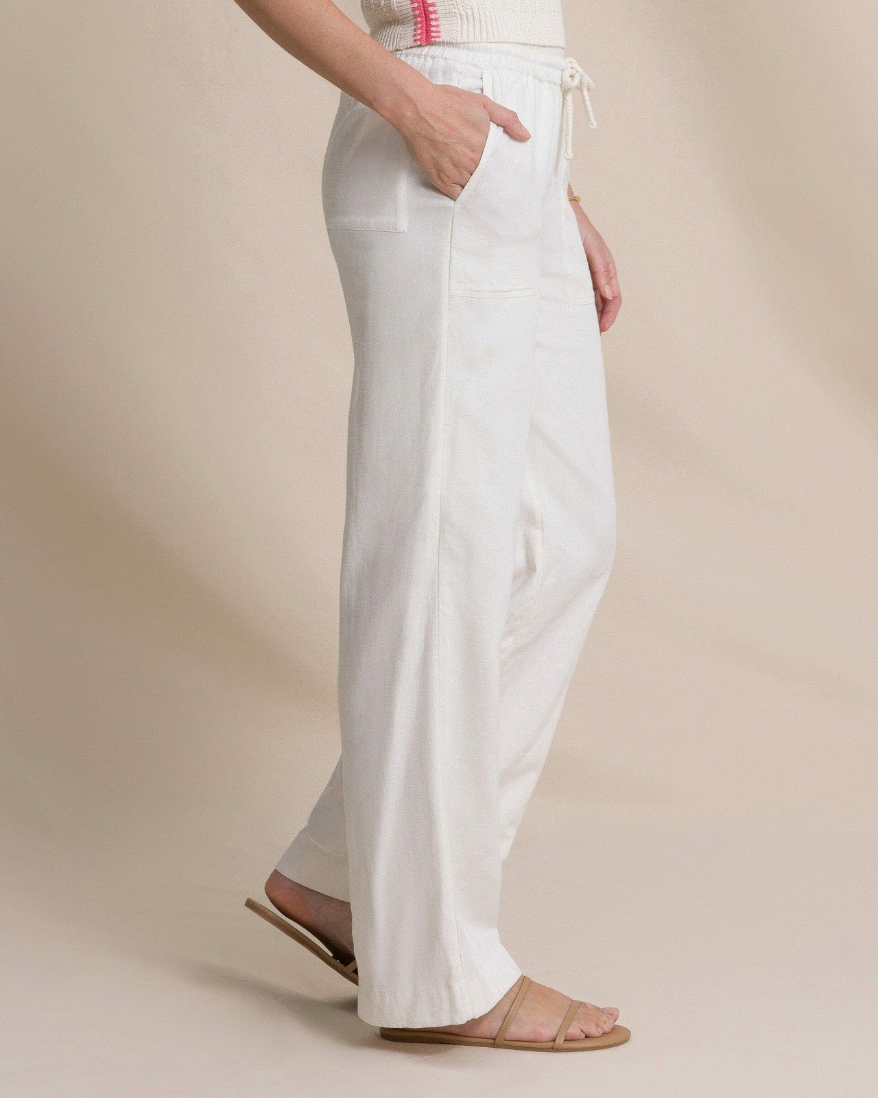 Laken Linen Wide Leg Pant - Sand White Southern Tide Bargain